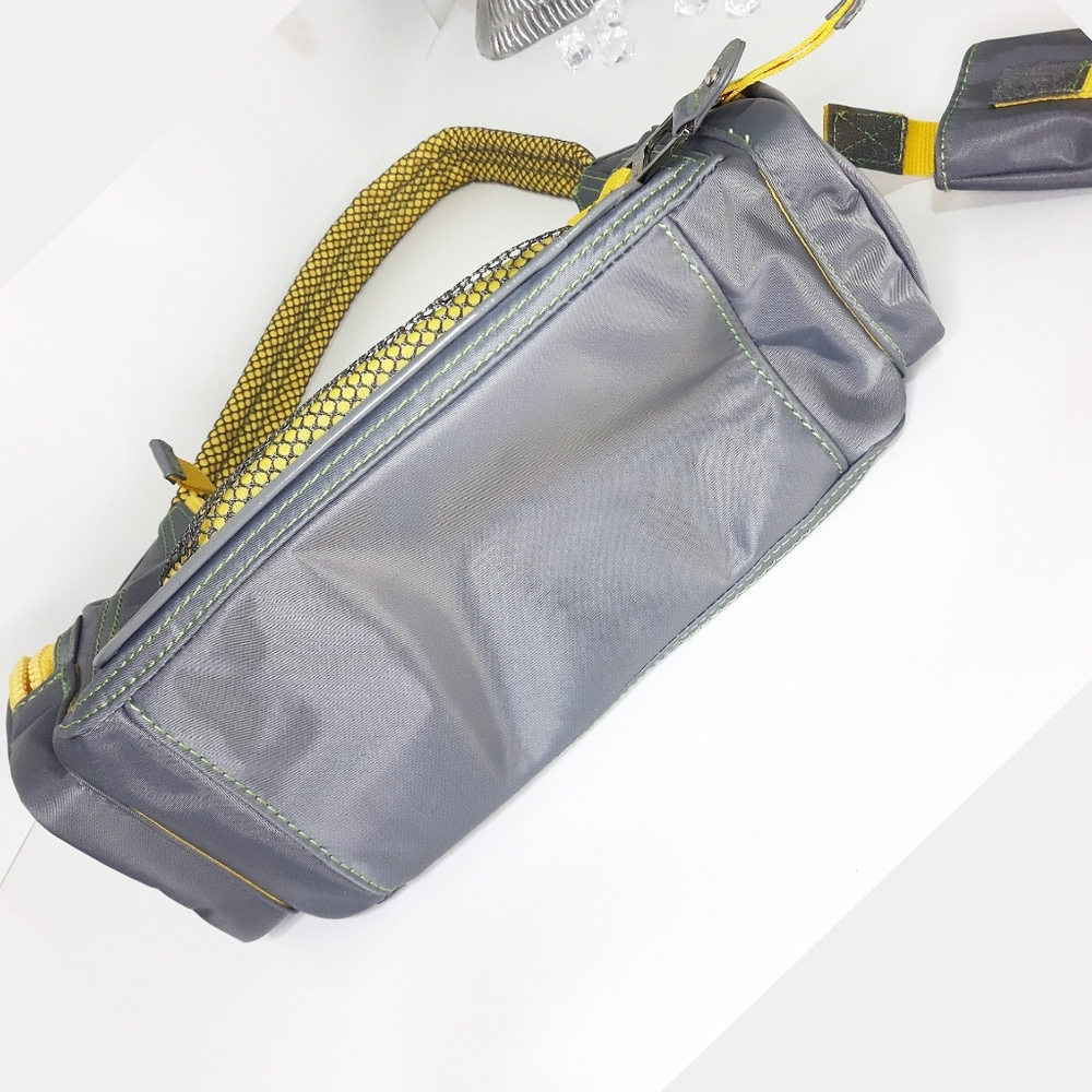 Y2K Vtg Nine West💛Yellow Gray Casual Baguette Shoulder Bag with Pockets - Picture 7 of 15